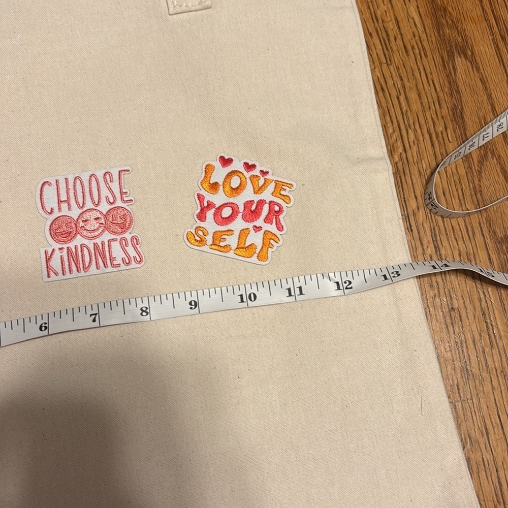 Canvas Tote Bag with Inspirational Patches - Picture 3 of 8